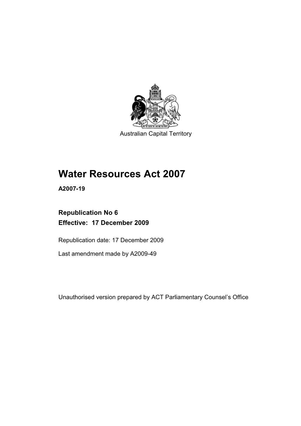 Water Resources Act 2007