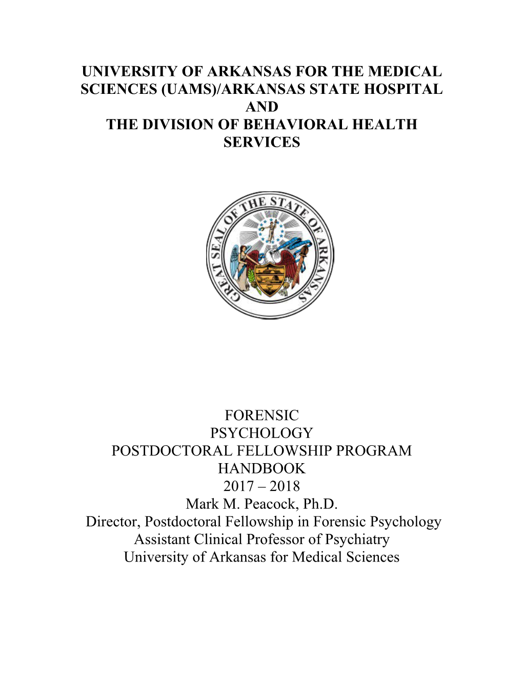 Forensic Psychology Postdoctoral Fellowship Program Handbook
