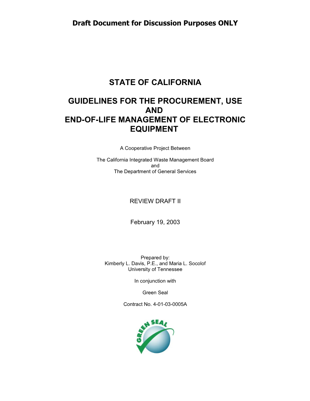 Outline: Electronic Equipment Guidelines