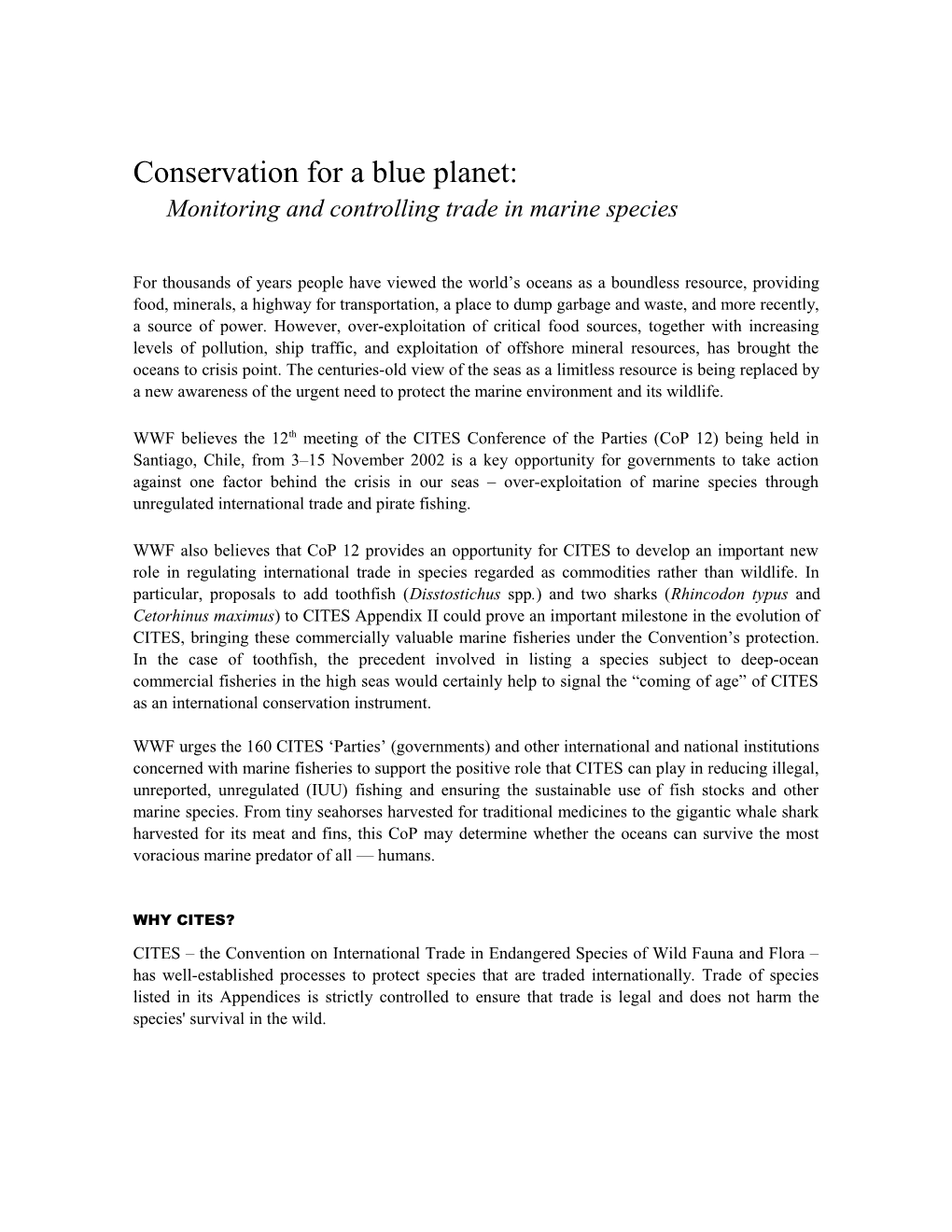 Conservation for a Blue Planet