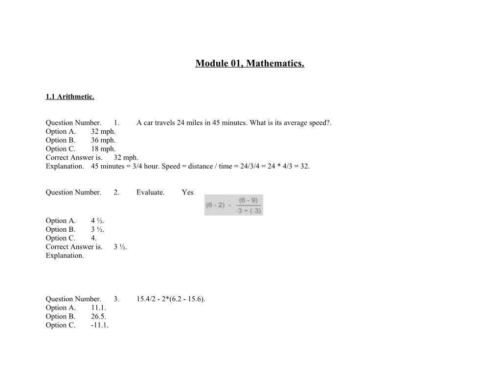 Module 01, Mathematics
