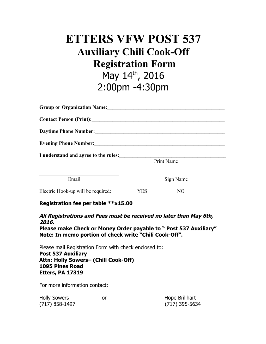 Auxiliary Chili Cook-Off