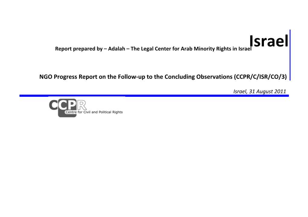 Israel: NGO Report on the Follow-Up to the Concluding Observations