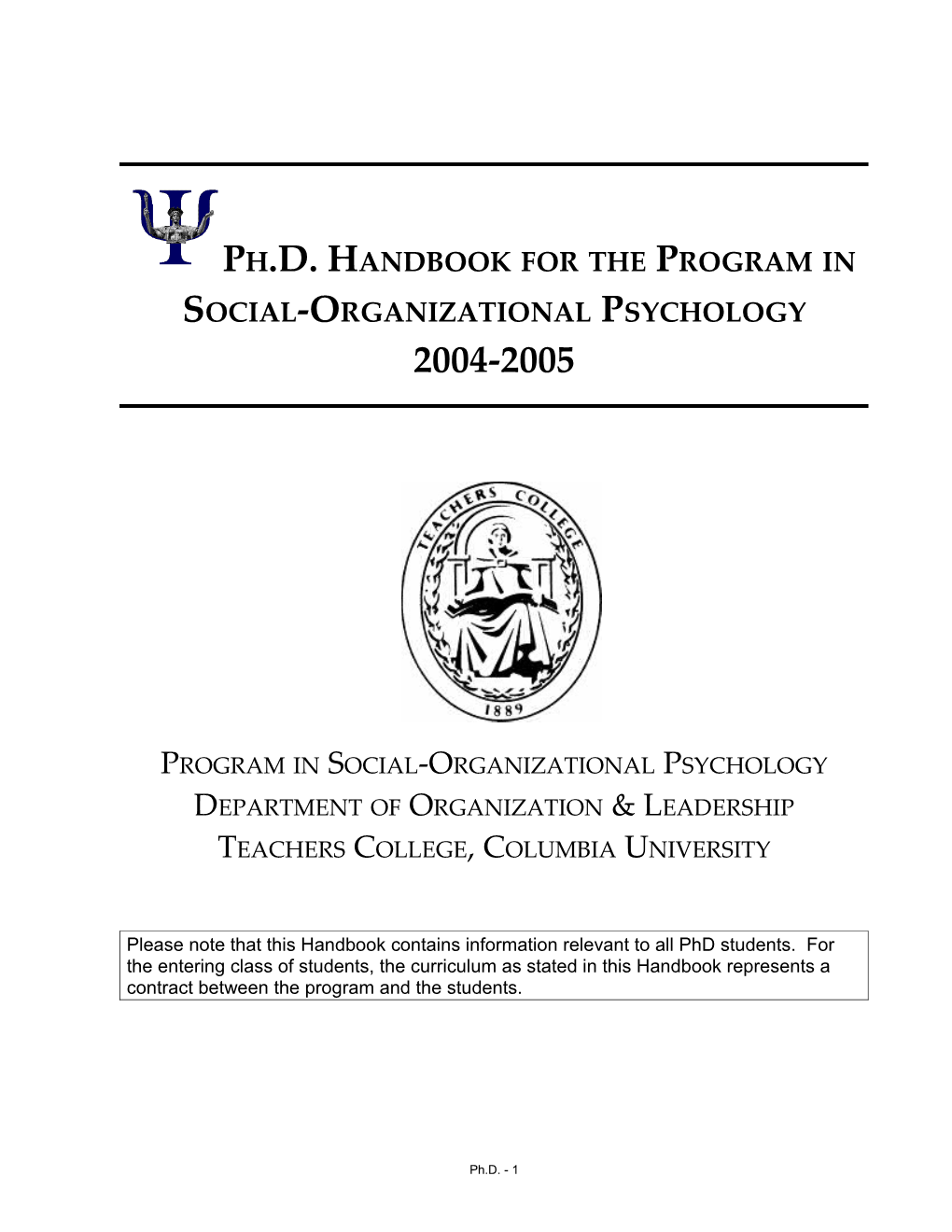 Program In Social-Organizational Psychology