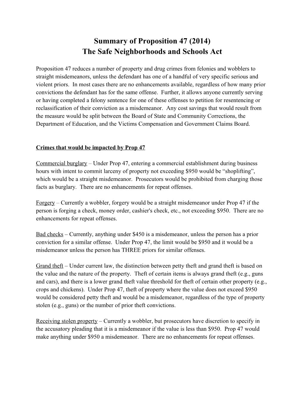 The Safe Neighborhoods and Schools Act