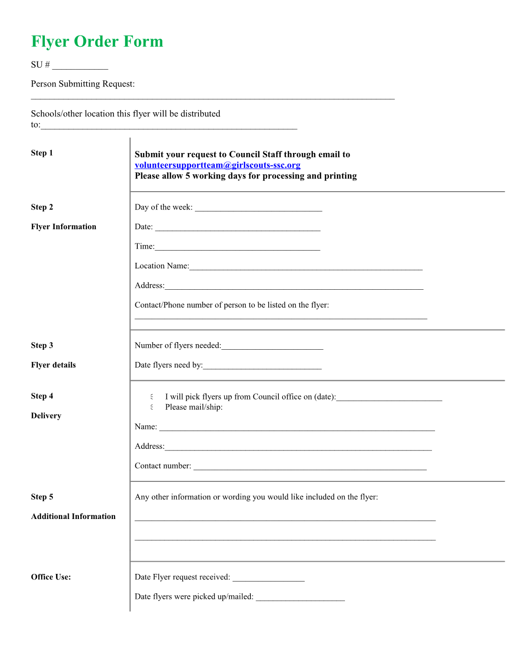 Flyer Order Form