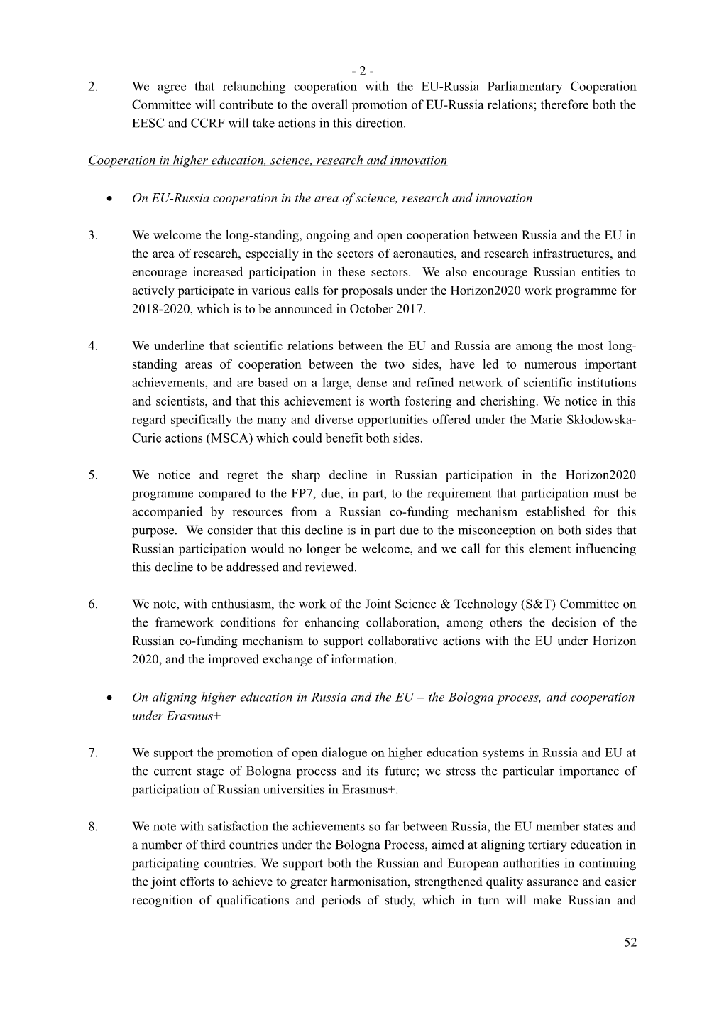 Draft Conclusions for EU-Russia Seminar