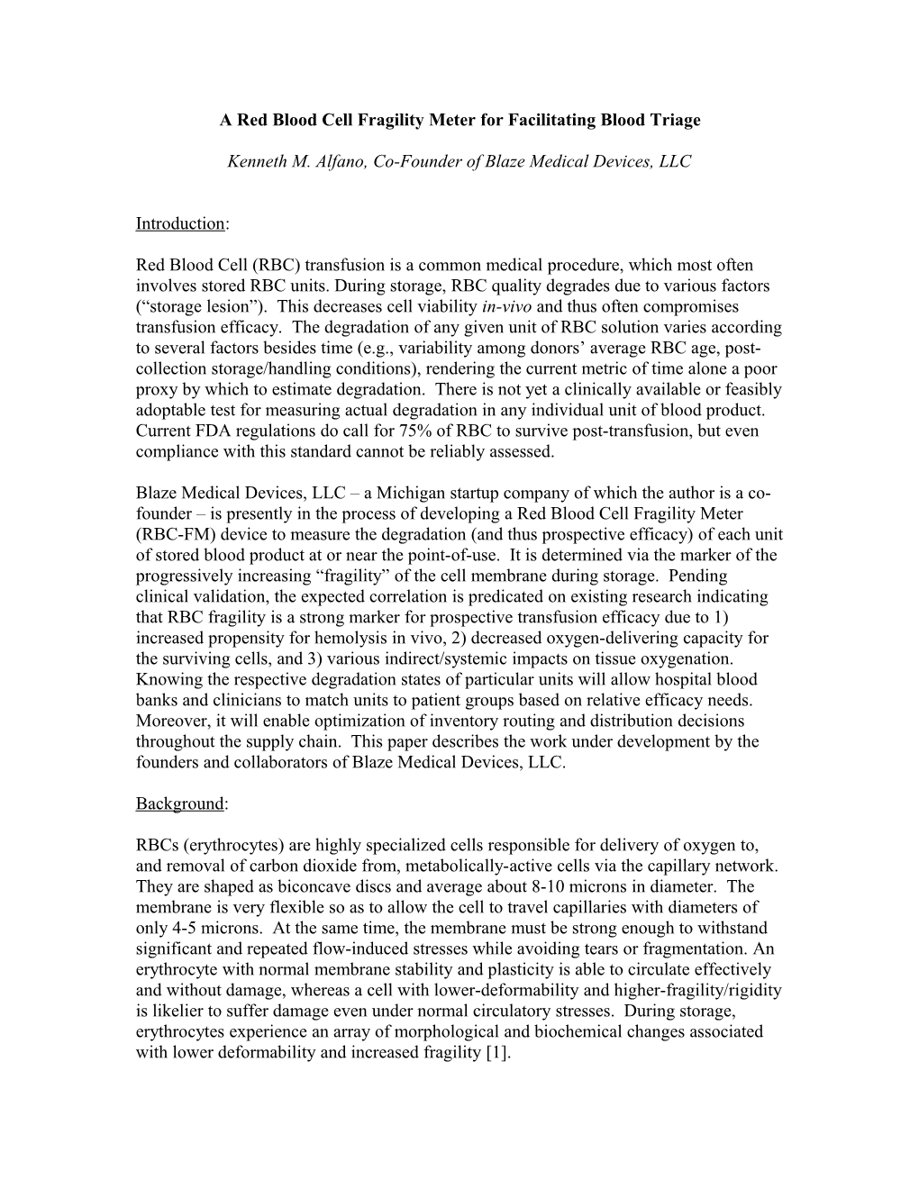 A Red Blood Cell Fragility Meter for Facilitating Blood Triage