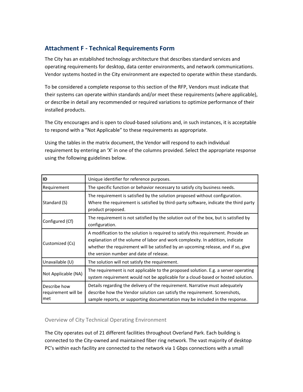Attachment F - Technical Requirements Form