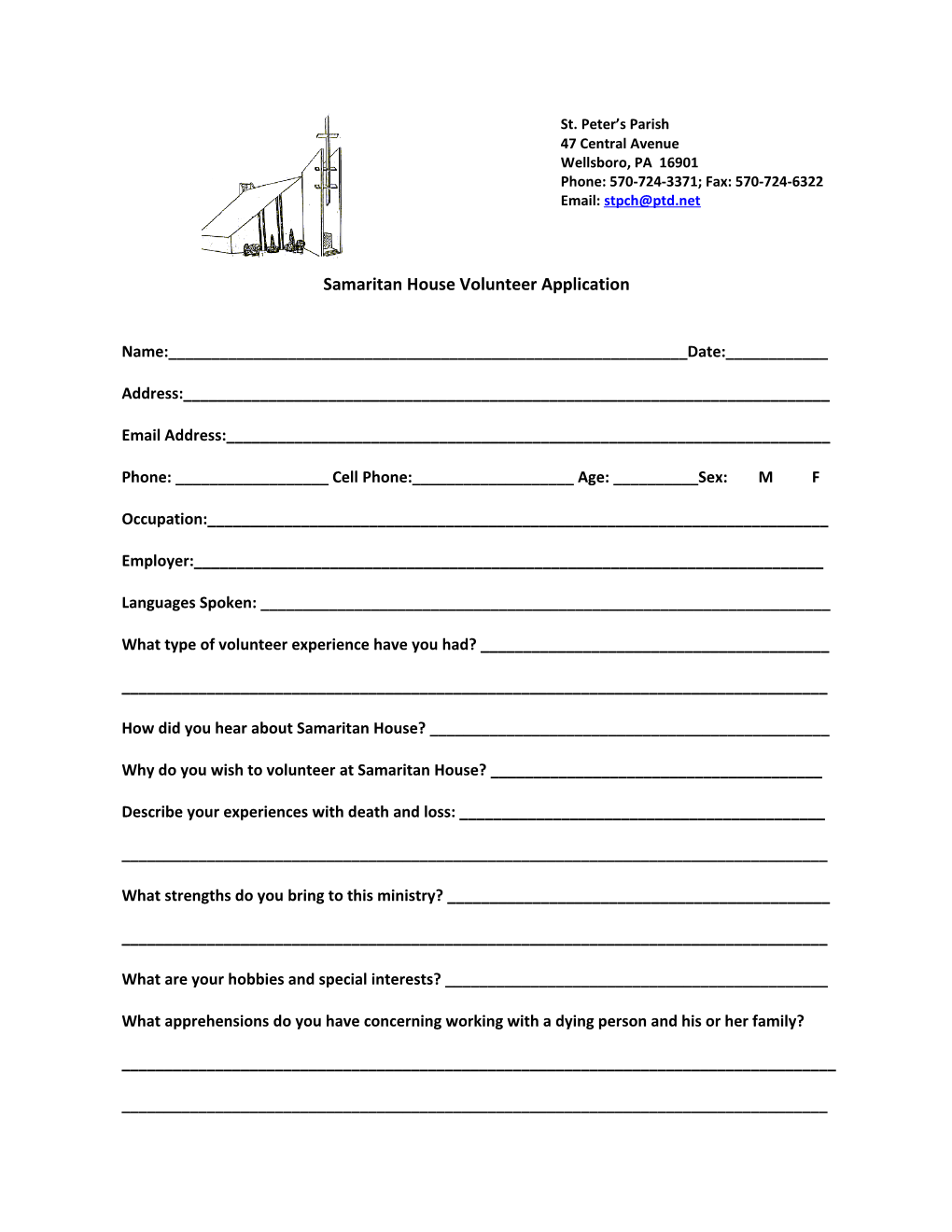 Samaritan House Volunteer Application