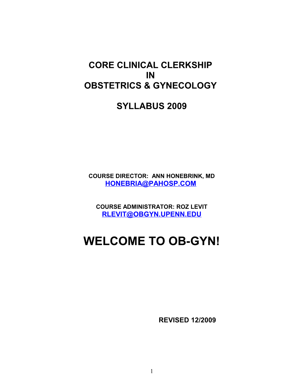 Core Clinical Clerkship s1