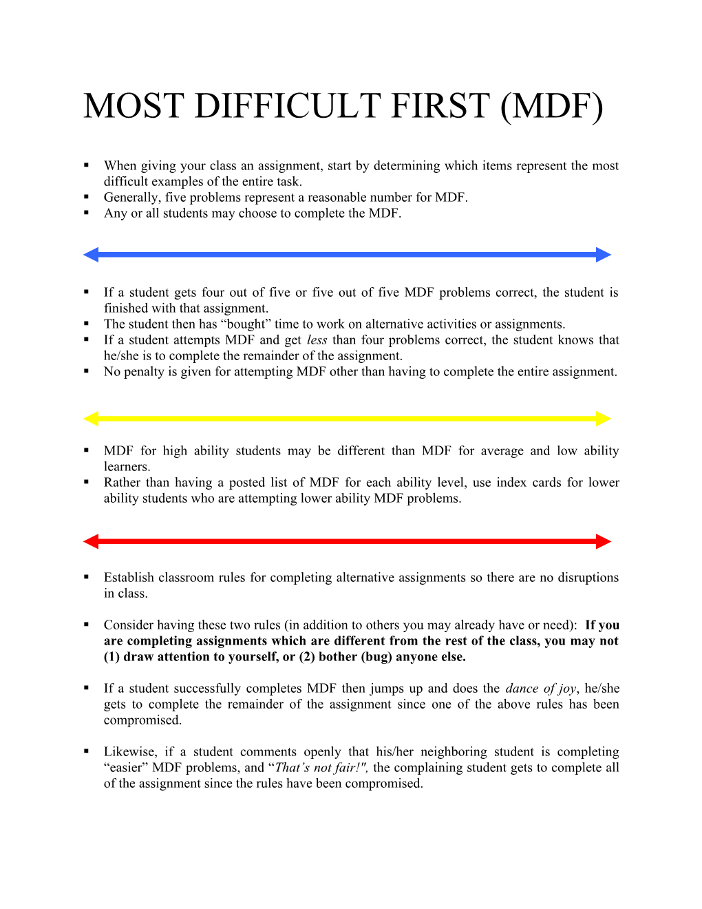 Most Difficult First (Mdf)