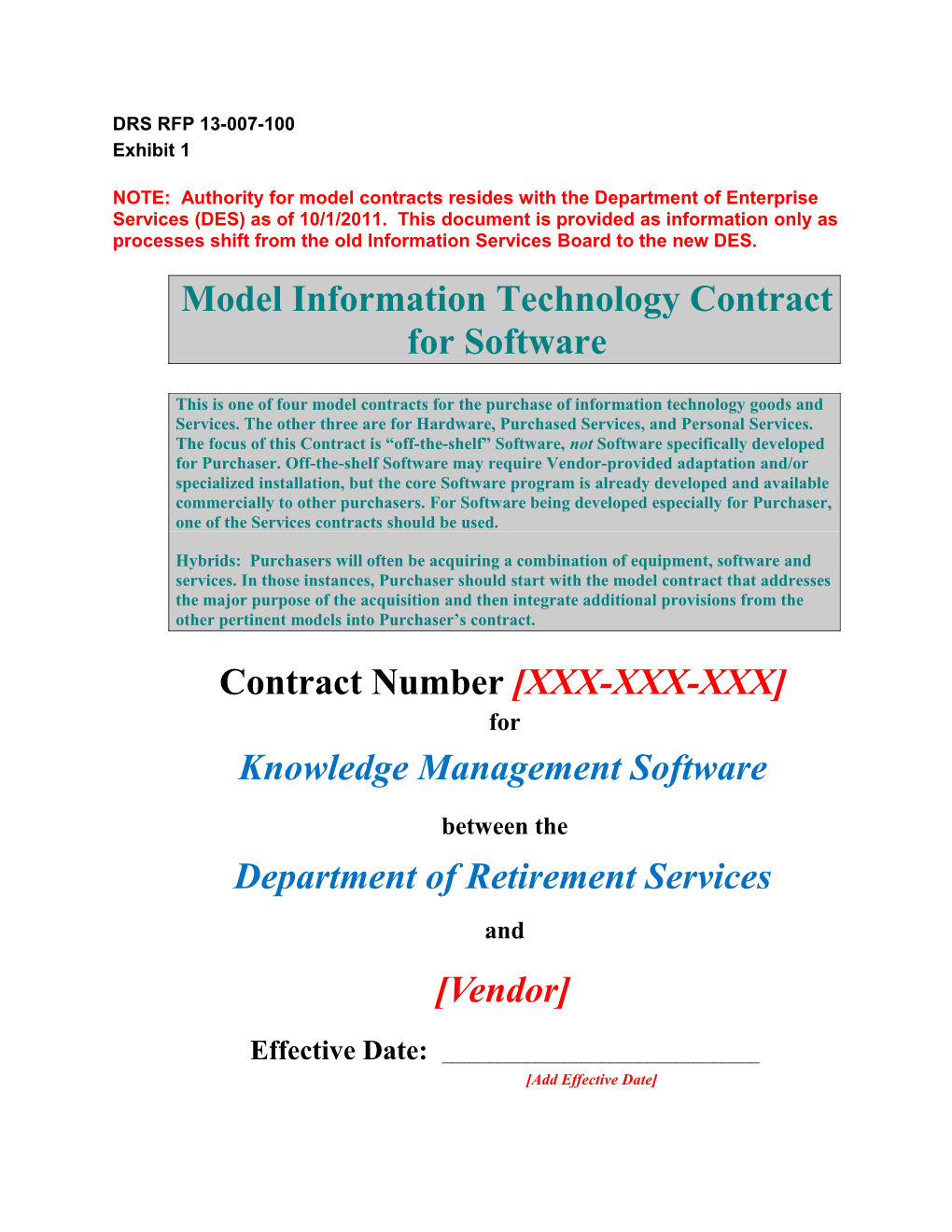 Model Information Technology Contract For Software