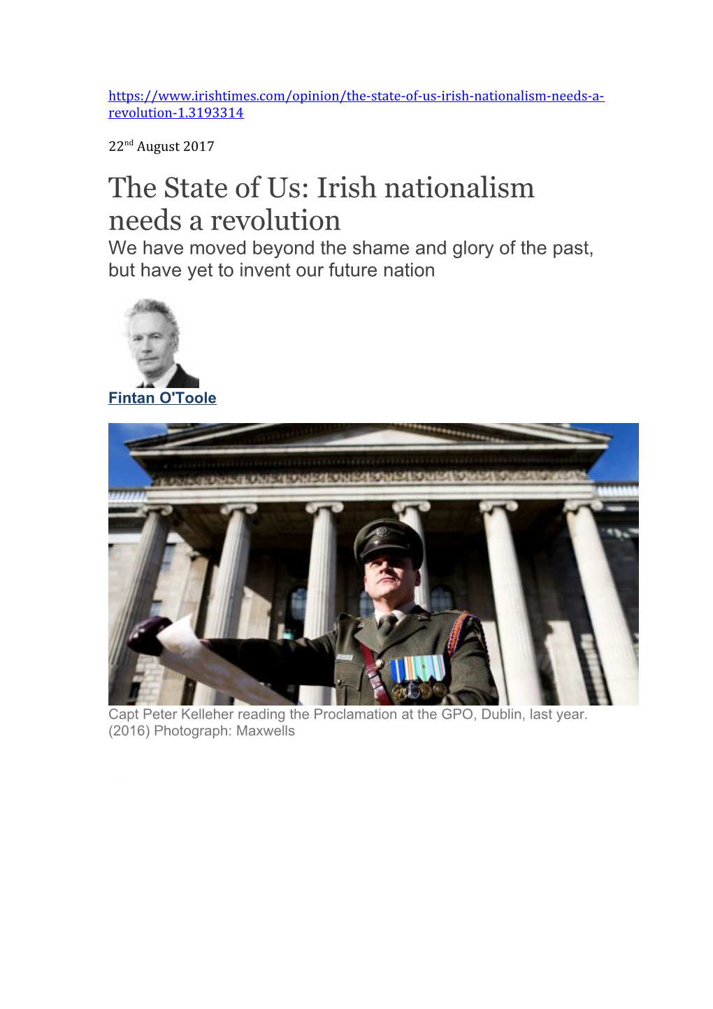 The State of Us: Irish Nationalism Needs a Revolution