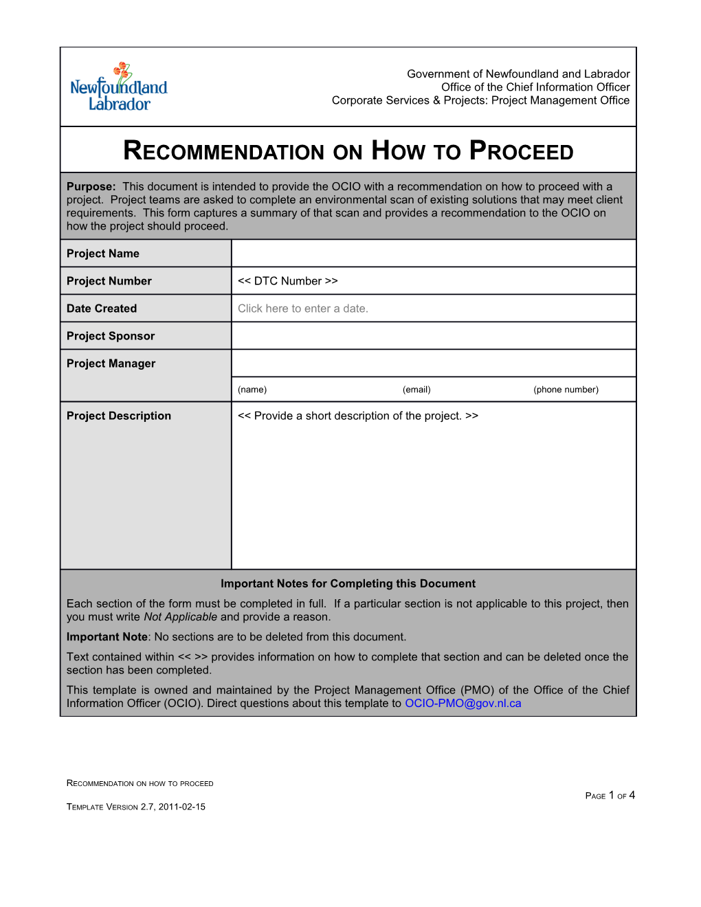 Recommendation on How to Proceed