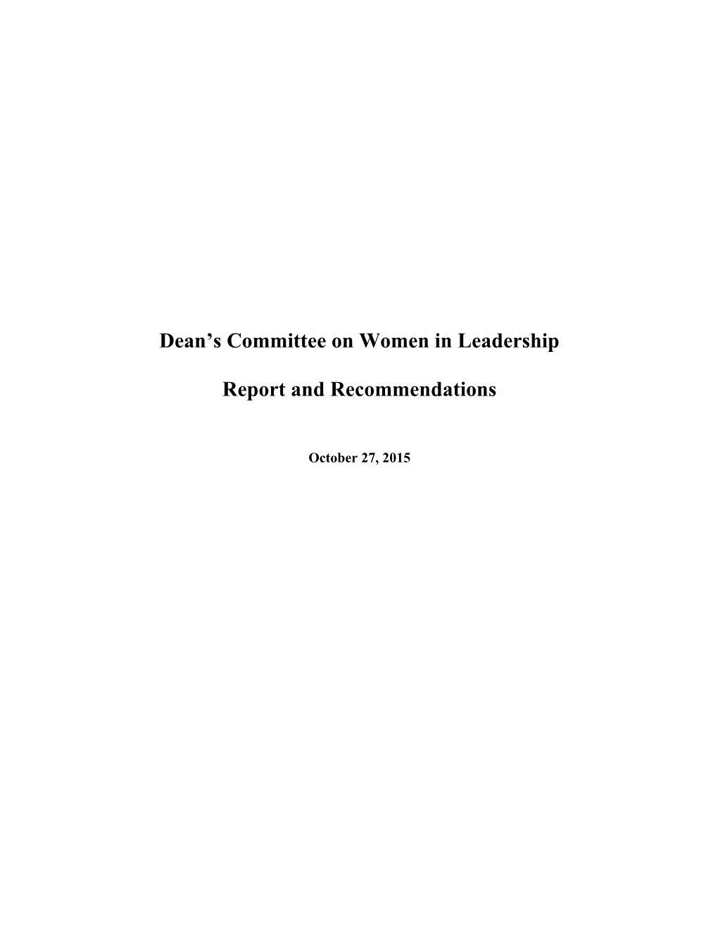 Dean S Committee on Women in Leadership