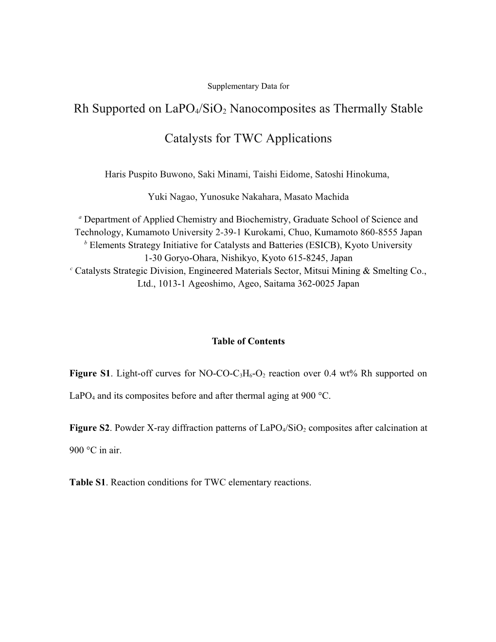 Rh Supported on Lapo4/Sio2 Nanocomposites As Thermally Stable Catalysts for TWC Applications