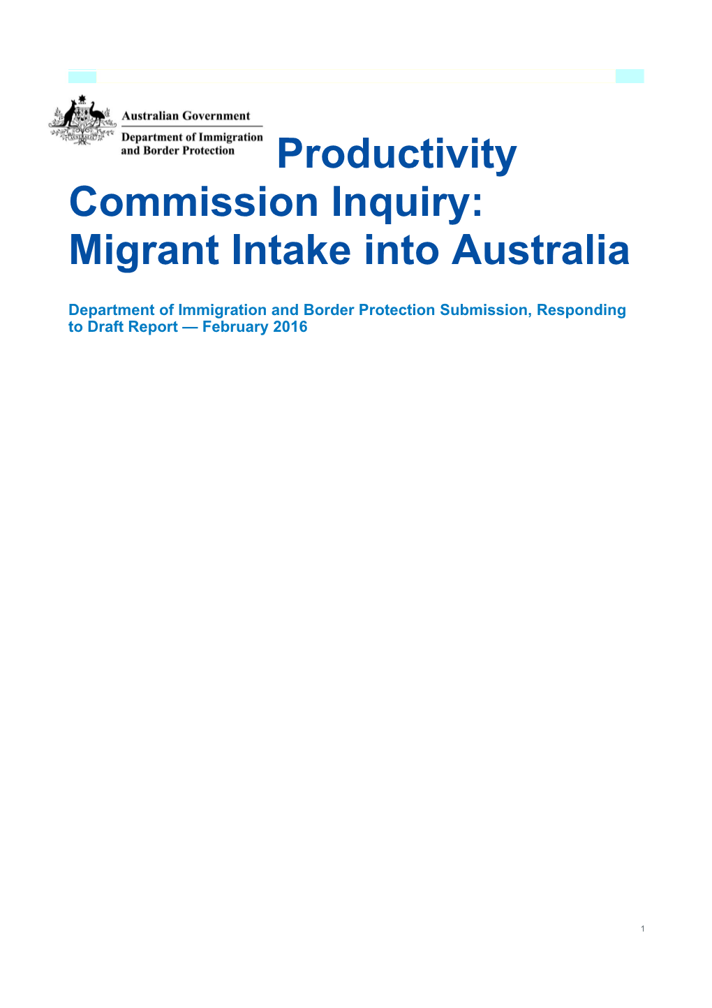 Submission DR138 - Department of Immigration and Border Protection - Migrant Intake Into