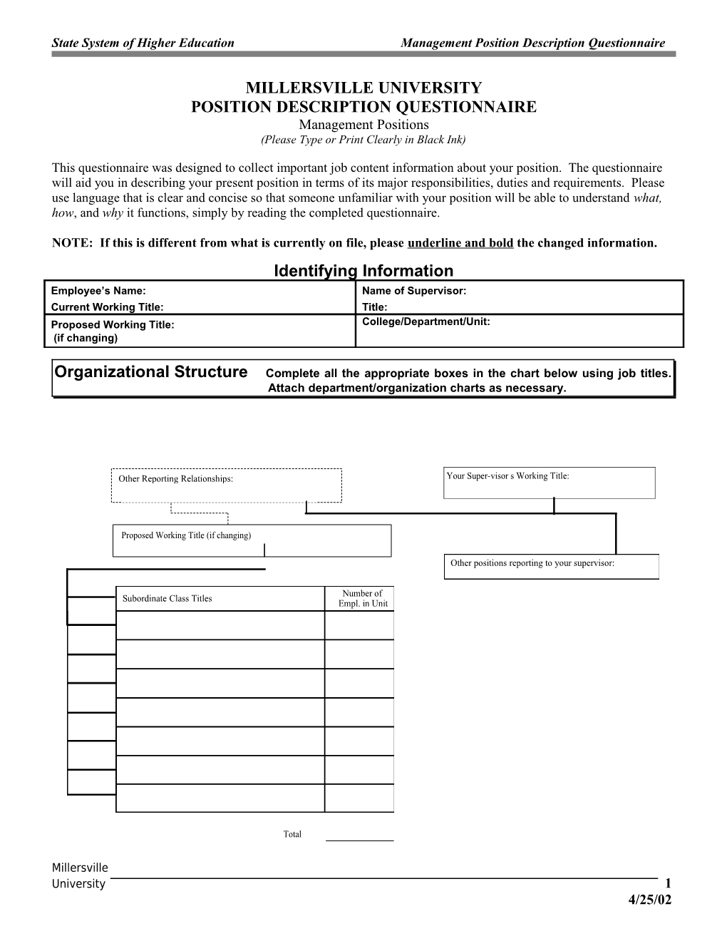 Position Description Questionnaire