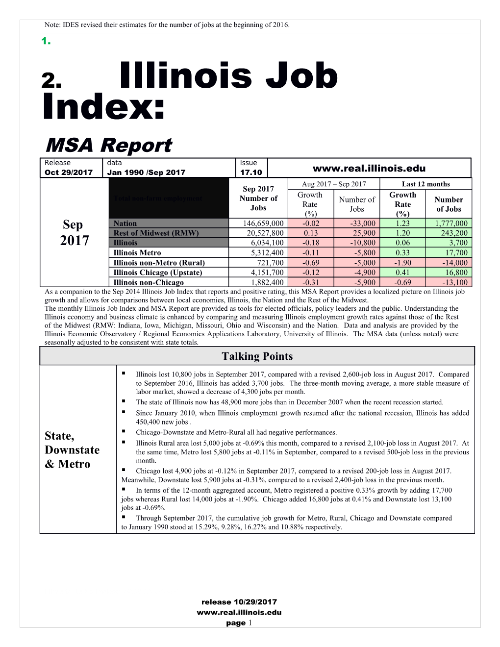 Note: IDES Revised Their Estimates for the Number of Jobs at the Beginning of 2016