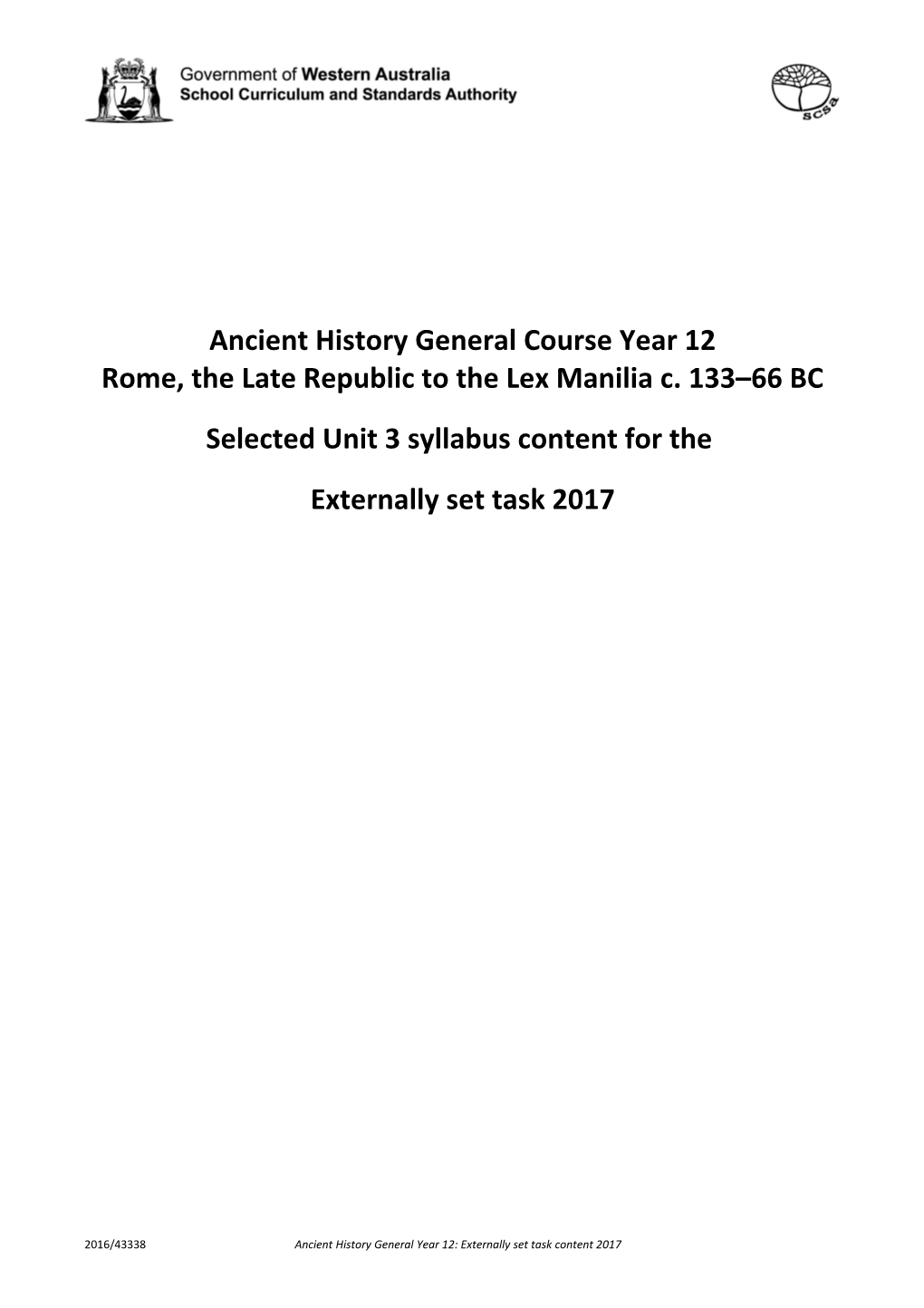 Rome, the Late Republic to the Lex Manilia C. 133 66 BC