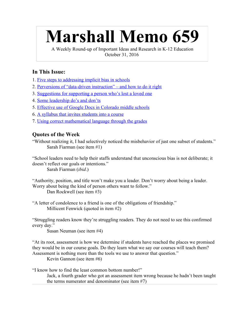 The Marshall Memo