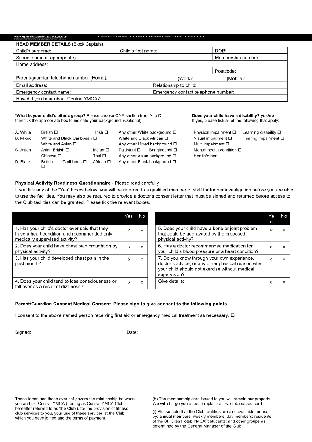 *What Is Your Child S Ethnic Group? Please Choose ONE Section from a to D, Does Your Child