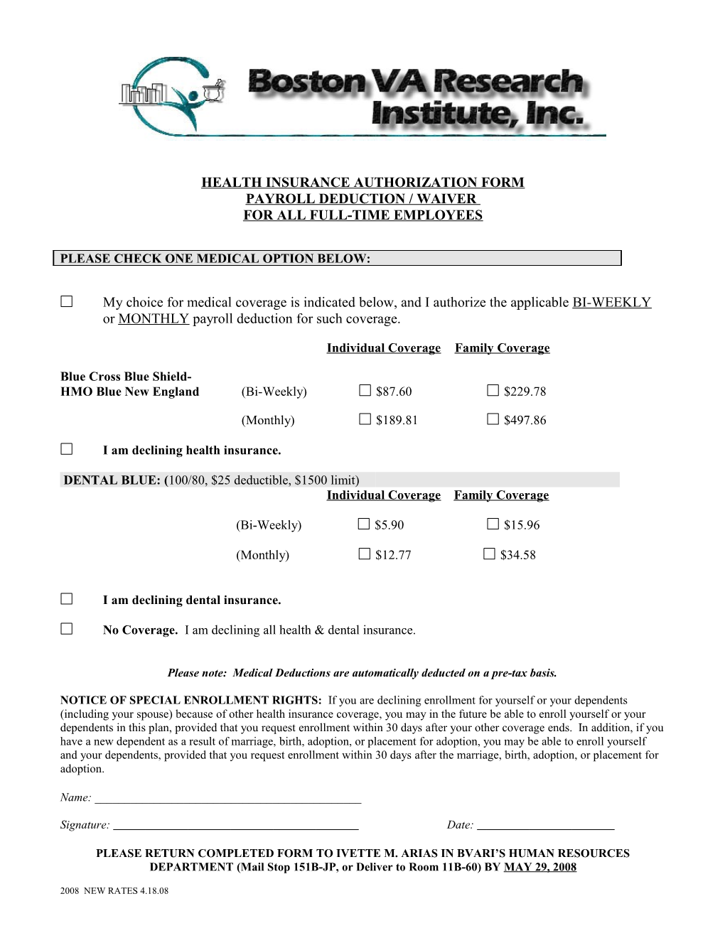 Health and Dental Insurance Payroll Deduction Authorization s1