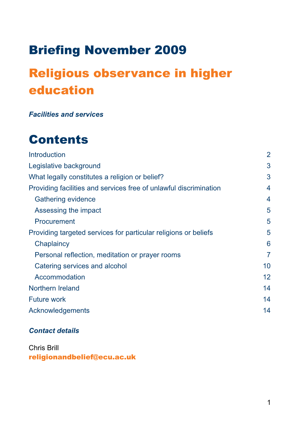 Religious Observance in Higher Education