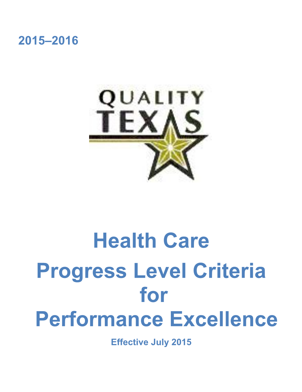 Progress Level Criteriafor Performance Excellence