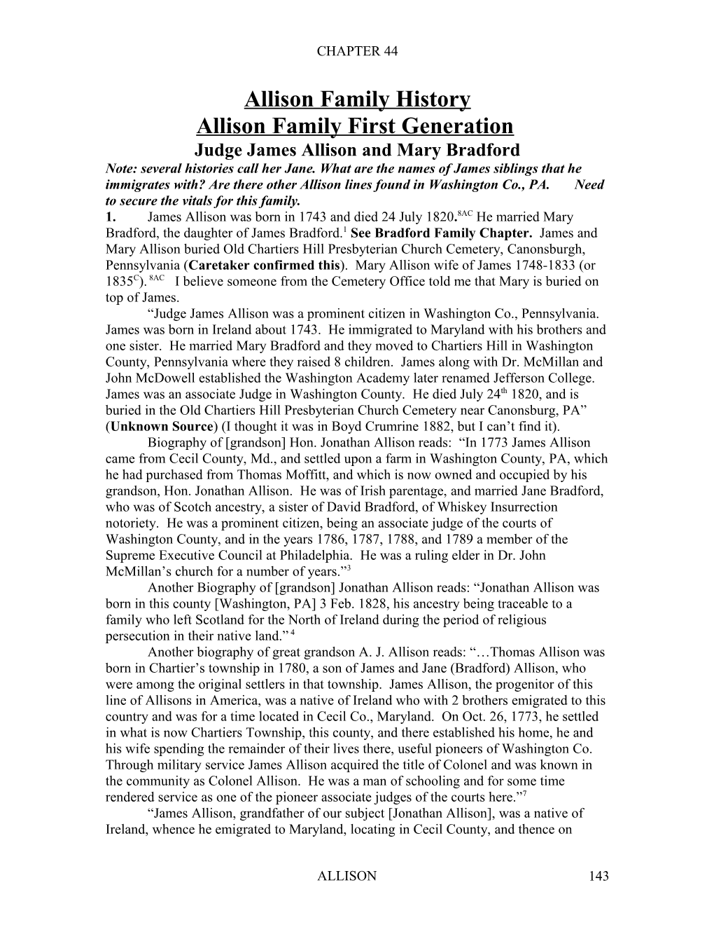 Allison Family History