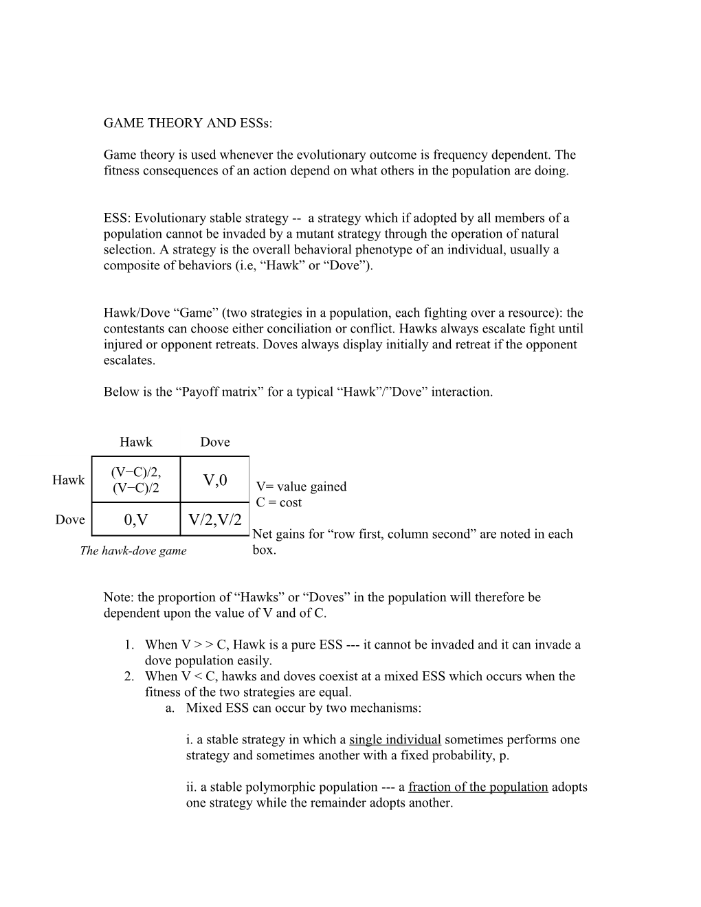 GAME THEORY and Esss