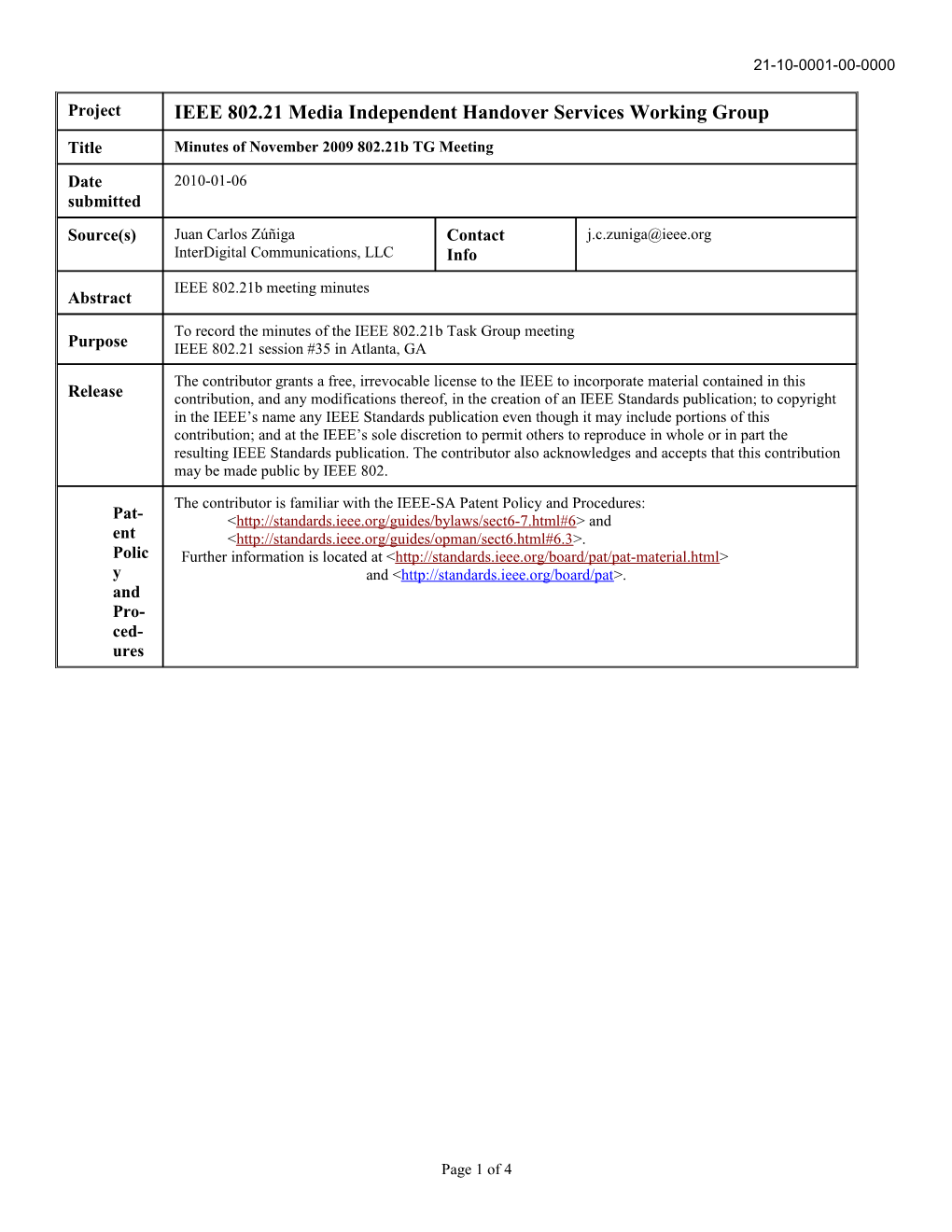 Minutes of 802.21B TG Meeting