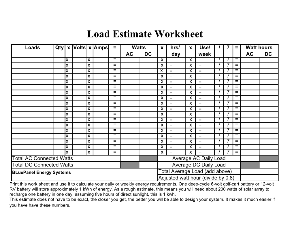 Load Estimate Worksheet.PDF