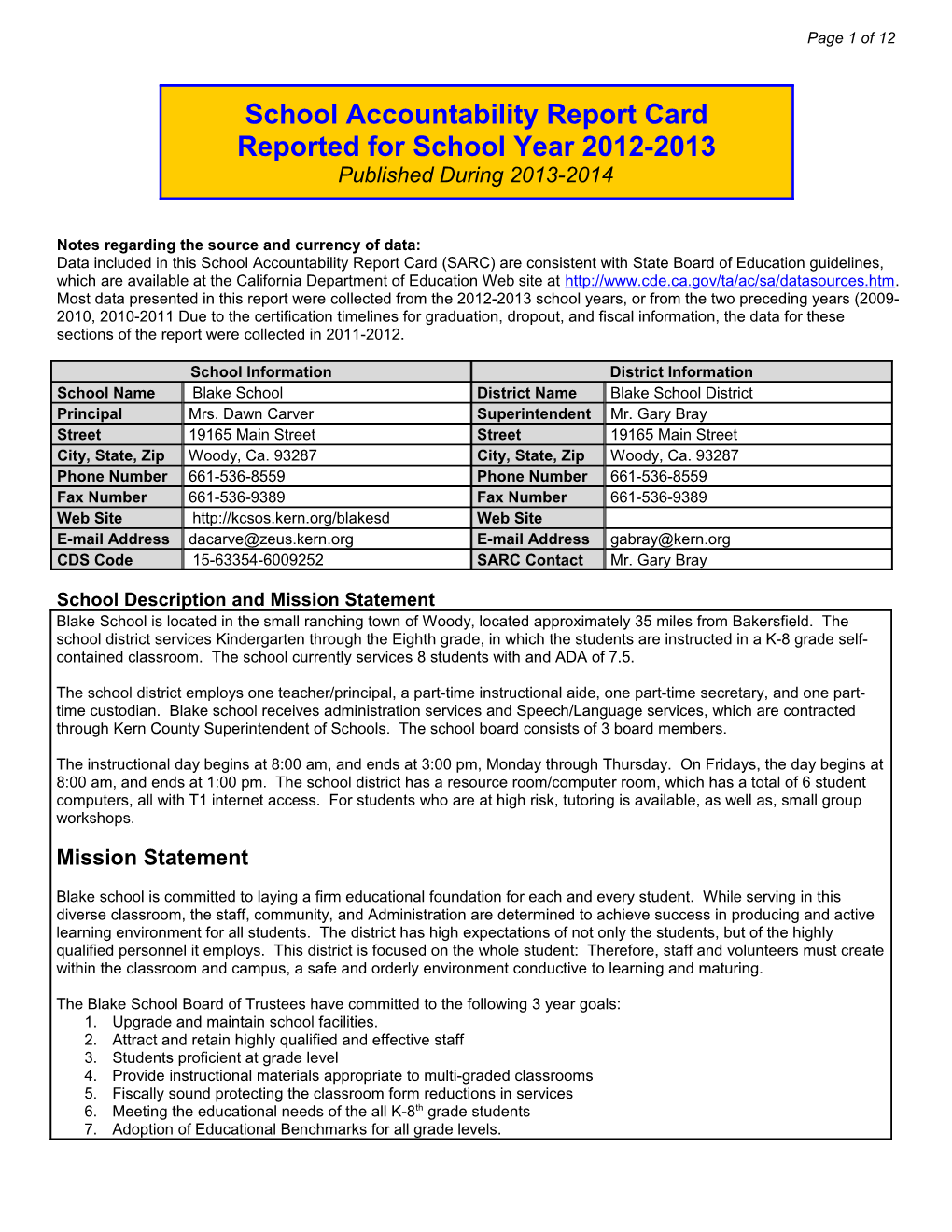 2002-03 SARC Template (In Word) - School Accountability Report Card (CA Dept of Education)