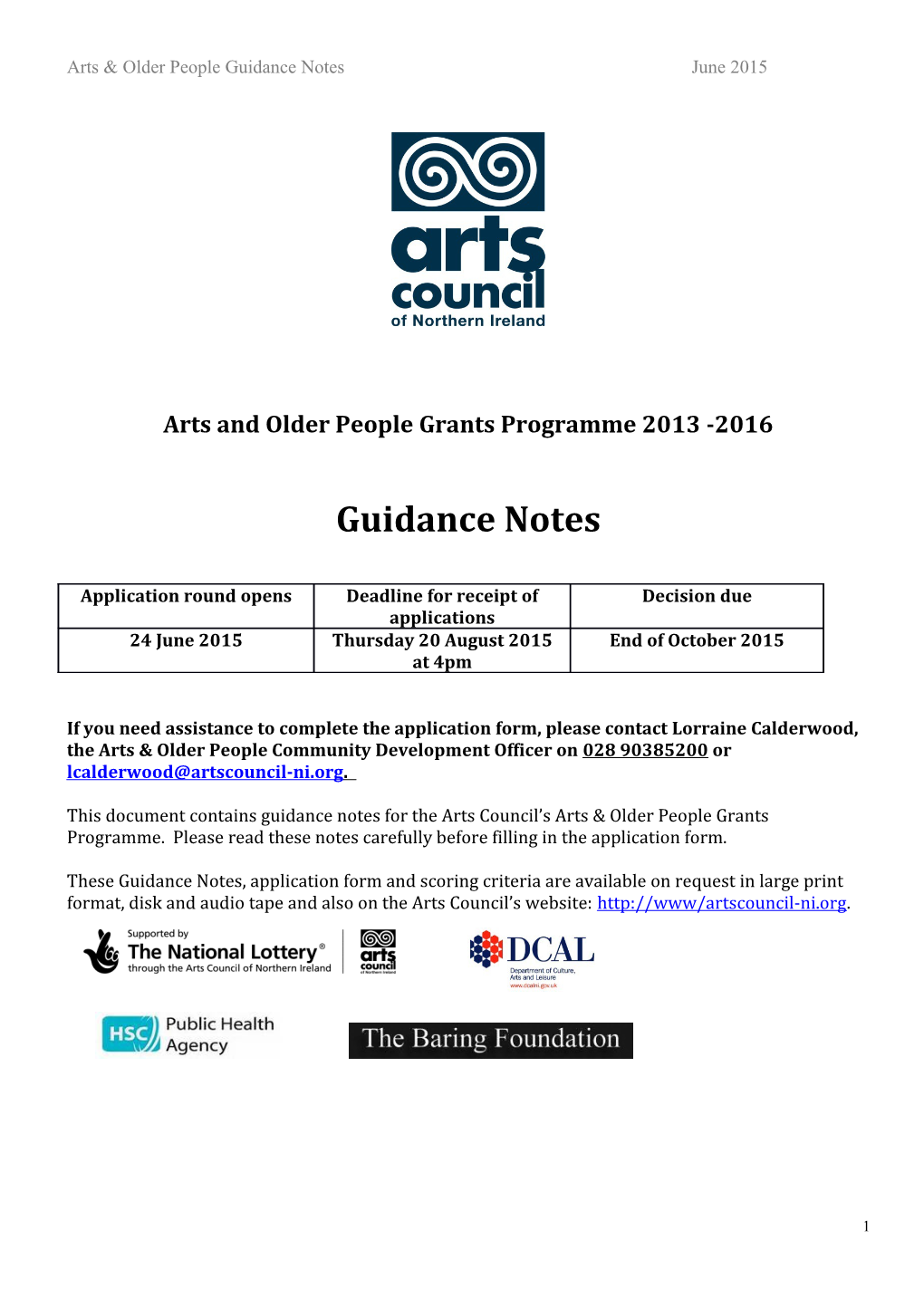 Arts and Older People Grants Programme 2013 -2016