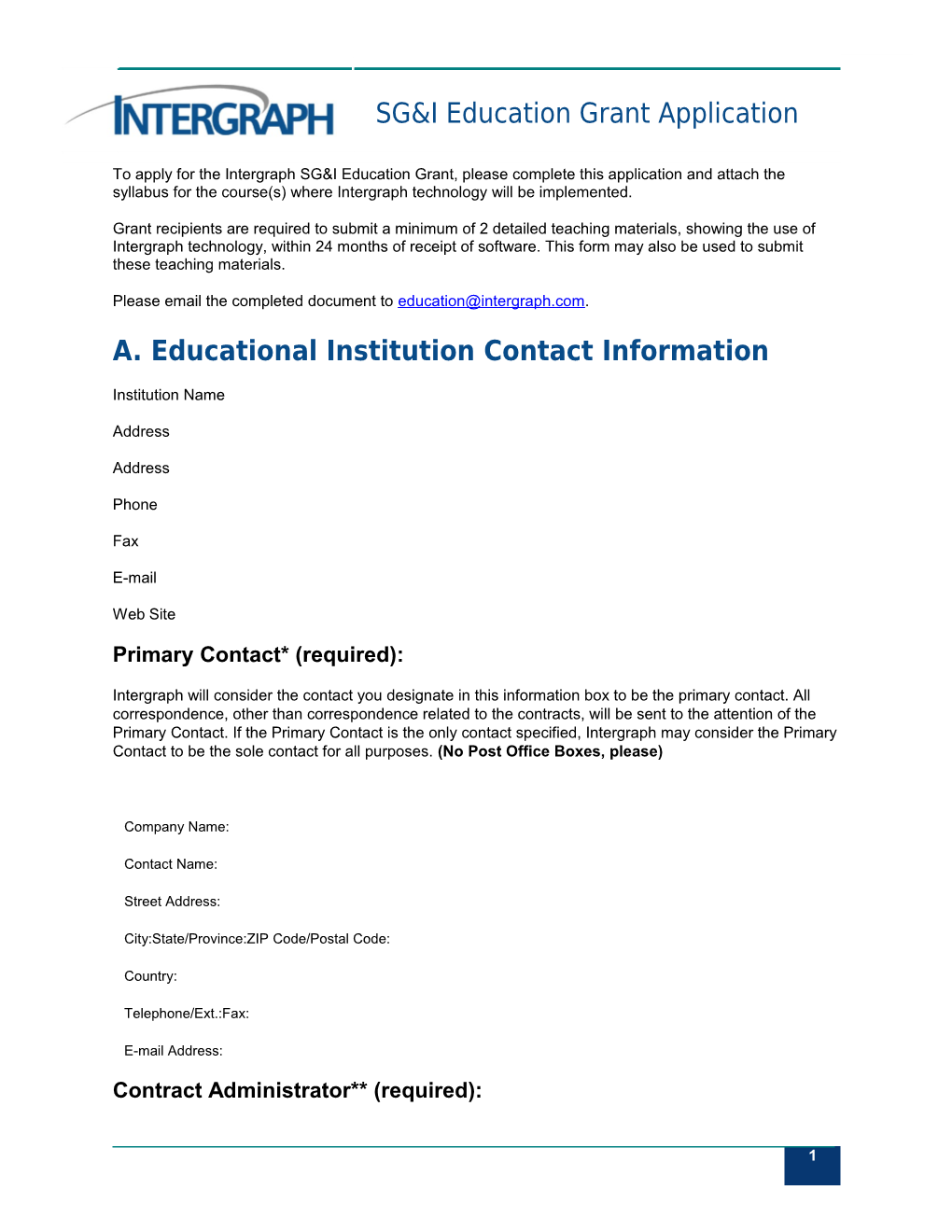 A. Educational Institution Contact Information
