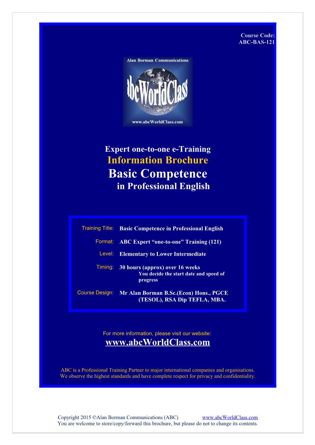 ABC-BAS-121 Basic Competence in Professional English