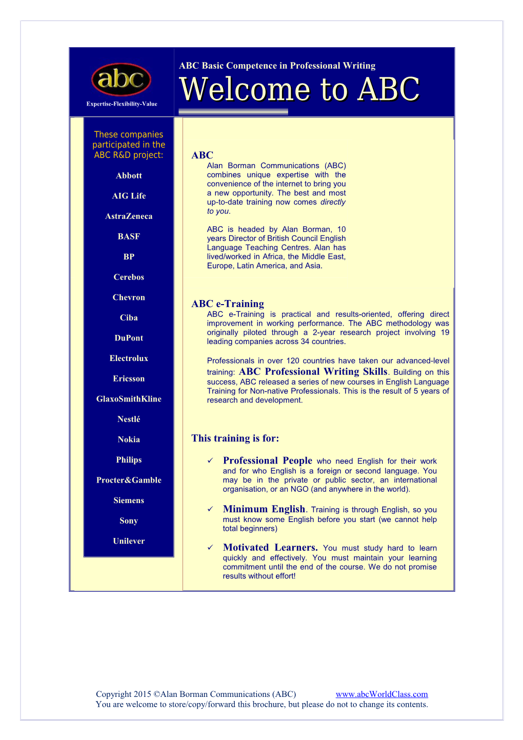 ABC-BAS-121 Basic Competence in Professional English
