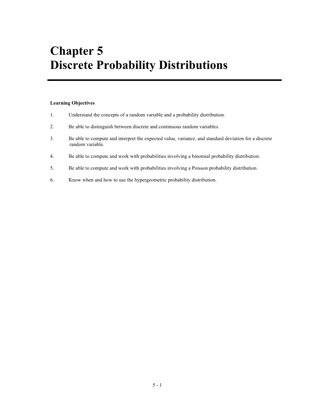 Discrete Probability Distributions