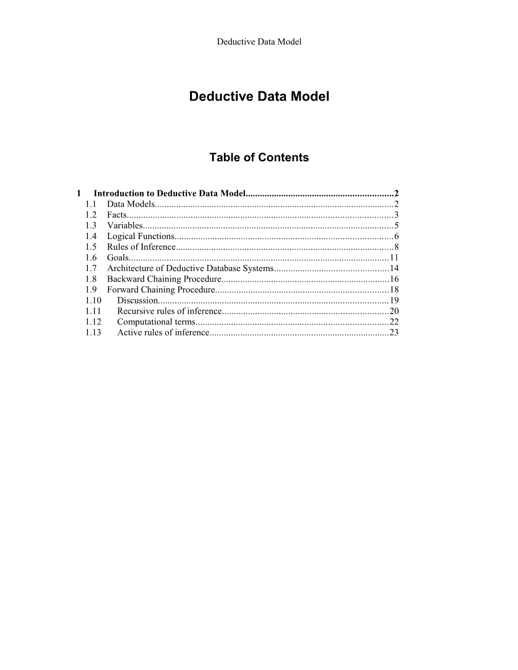Deductive Data Model