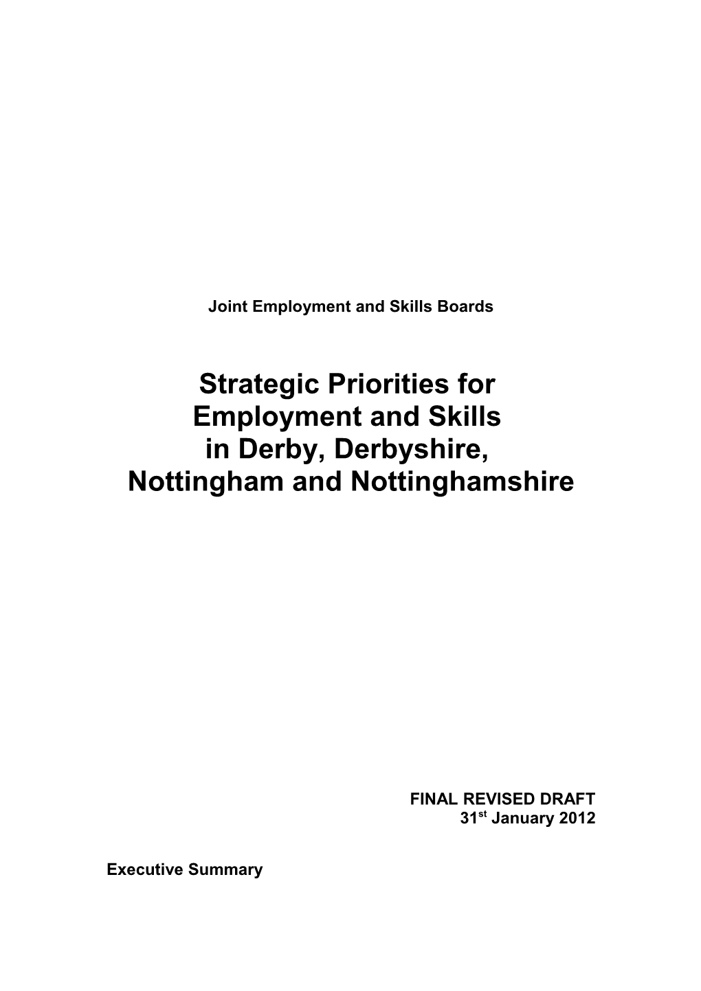 Strategic Priorities for Employment and Skills