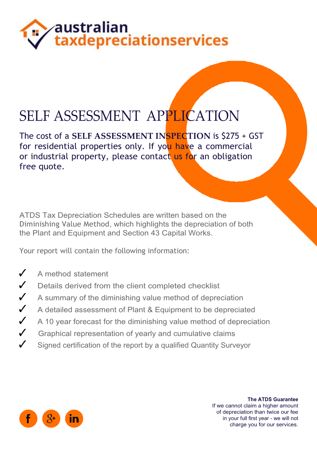The Cost of a SELF ASSESSMENT INSPECTION Is $275 + GST