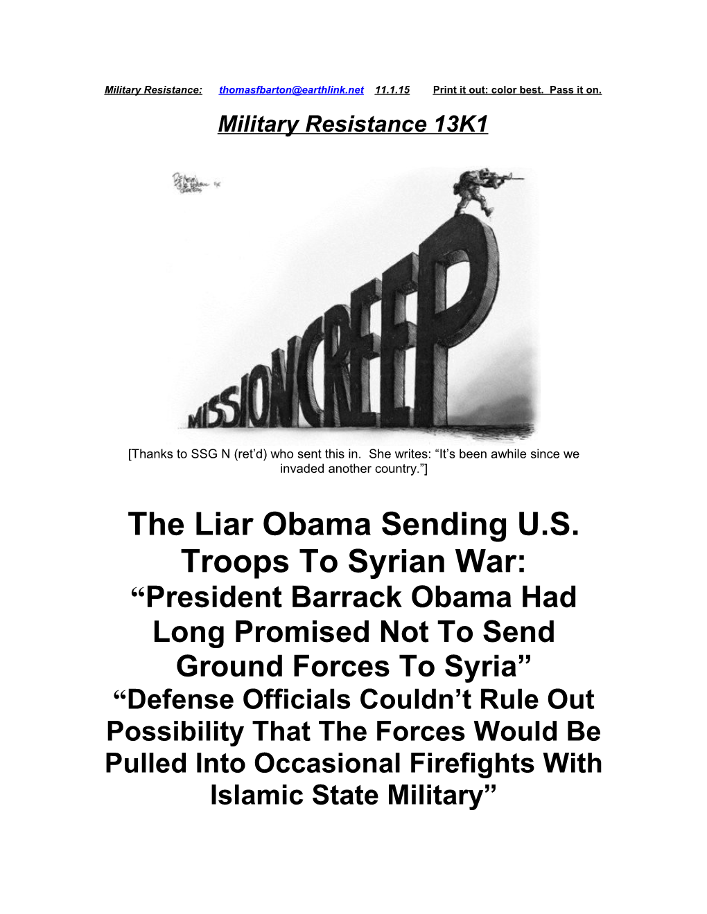 The Liar Obama Sending U.S. Troops to Syrian War