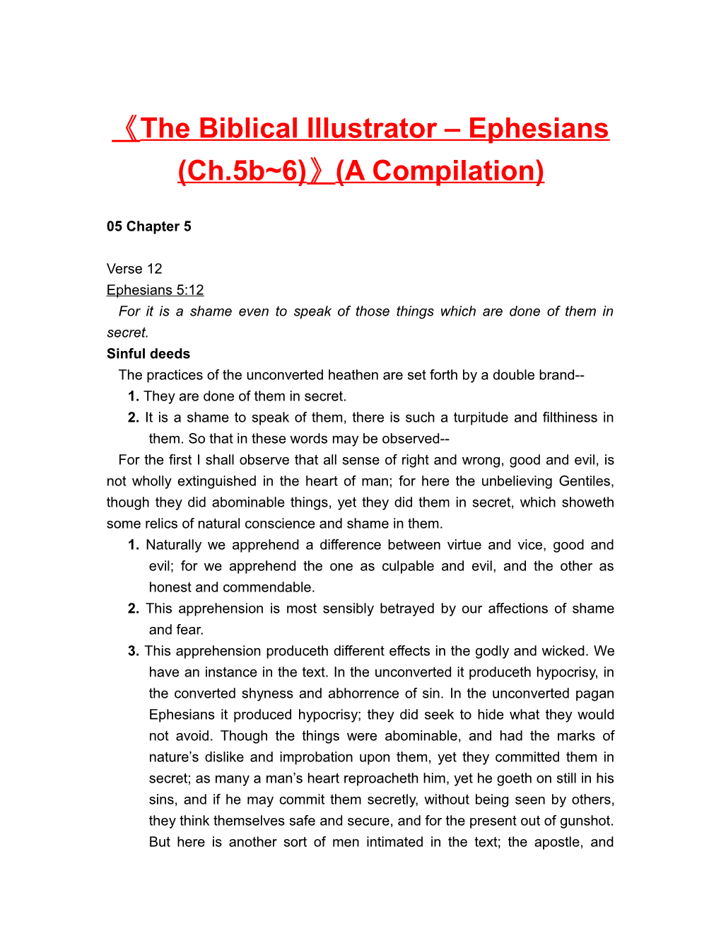 The Biblical Illustrator Ephesians (Ch.5B 6) (A Compilation)