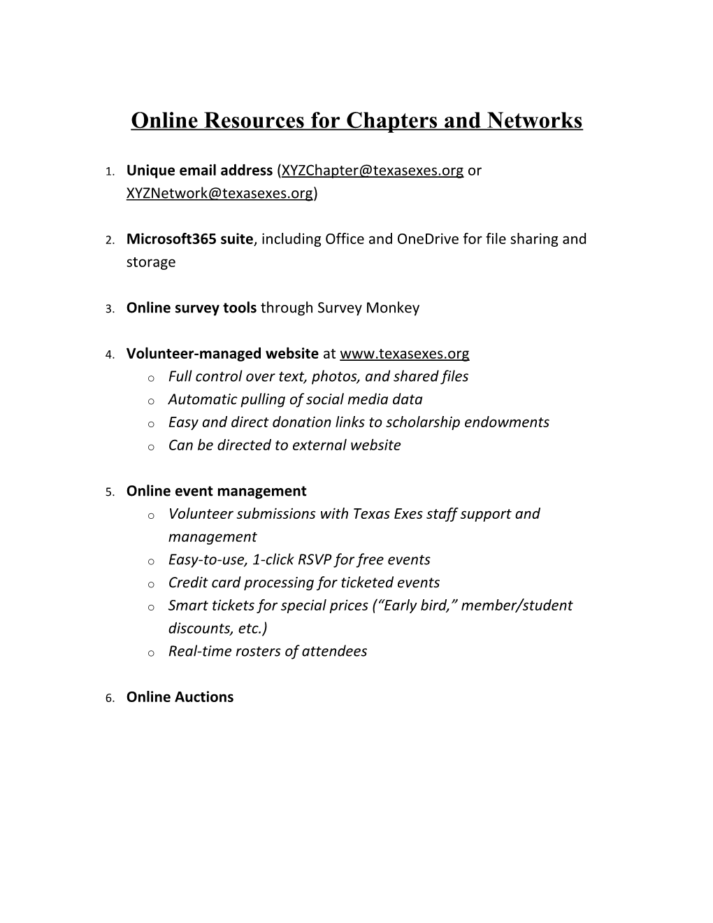 Online Resources for Chapters and Networks