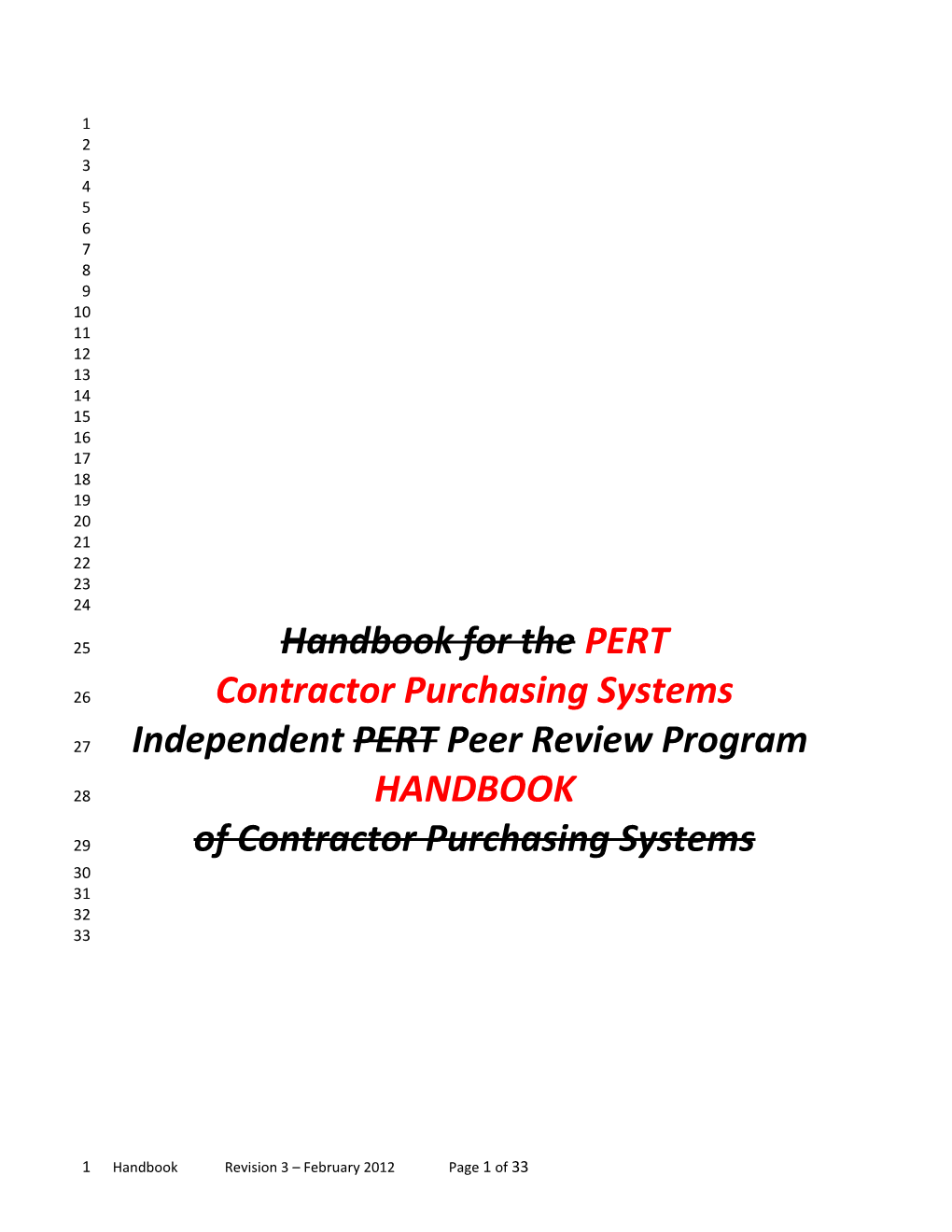 Handbook for the PERT