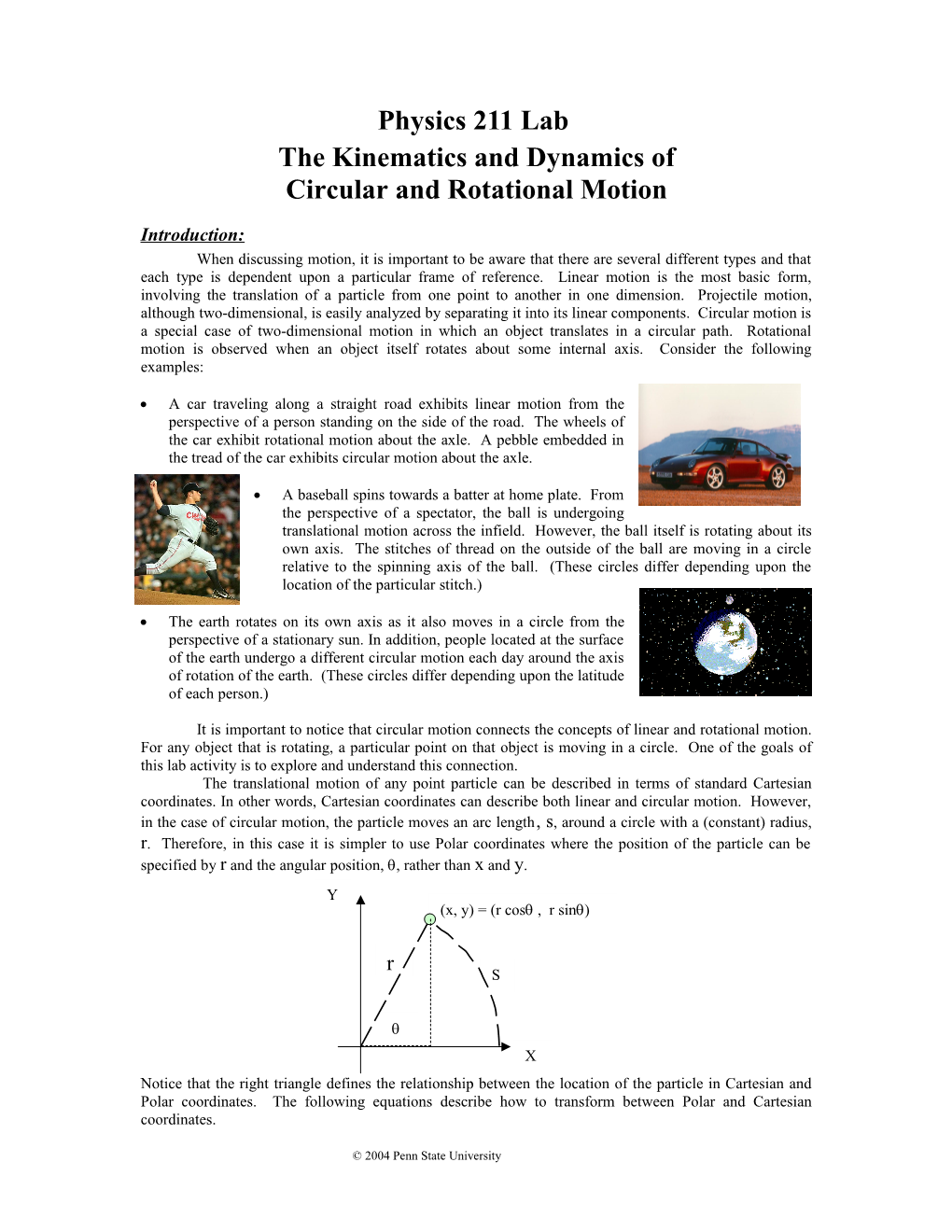 Lab #8: the Kinematics & Dynamics of Circular & Rotational Motion