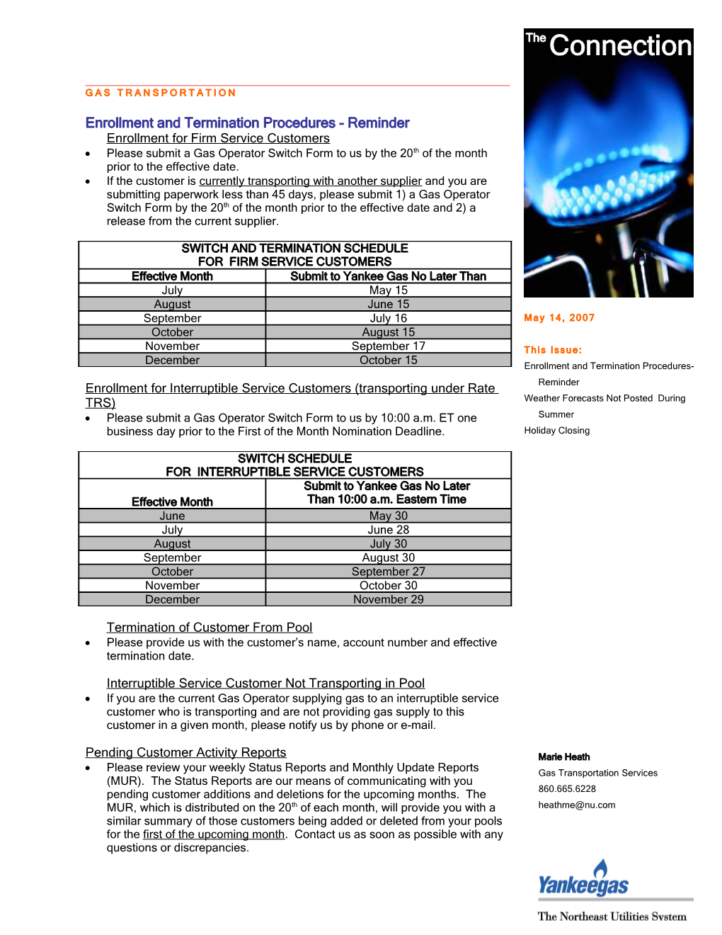 Enrollment and Termination Procedures - Reminder