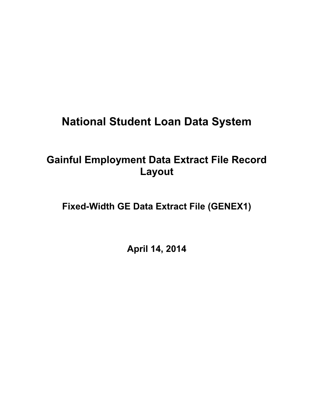 Gainful Employment Data Extract File Record Layout